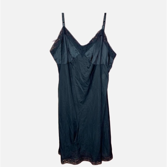 Vintage Vanity Fair Black Lace Slip Dress - Picture 1 of 5